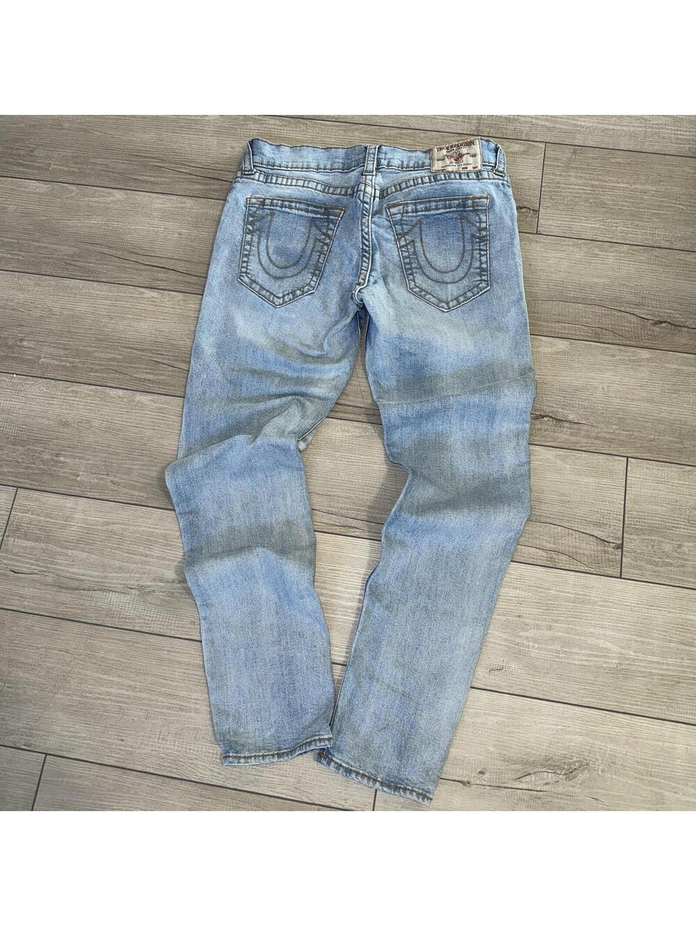 True Religion Rocco Relaxed Skinny Jeans Light Wash Men 34x32 Y2K mcbling hippop